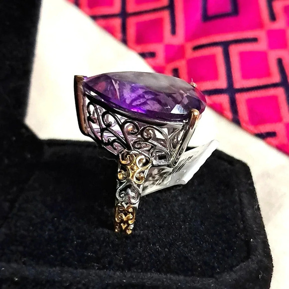 Natural Amethyst Solitaire Ring In 925 Sterling Silver. - Picture 3 of 5